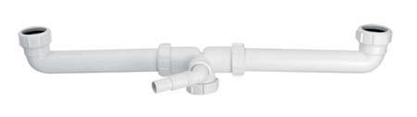 Сифон для двох кухонних мийок McAlpine з трійником 1½ з підключенням до пральної машини HC11
