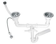 Сифон для кухонной мойки McAlpine двойной с подключением к стиральной машине HC7HC12-POL2-25