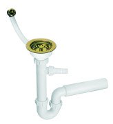 Сифон для кухонной мойки McAlpine 1½х50 со сливом и переливом золото HC7+FSW50P-PVD