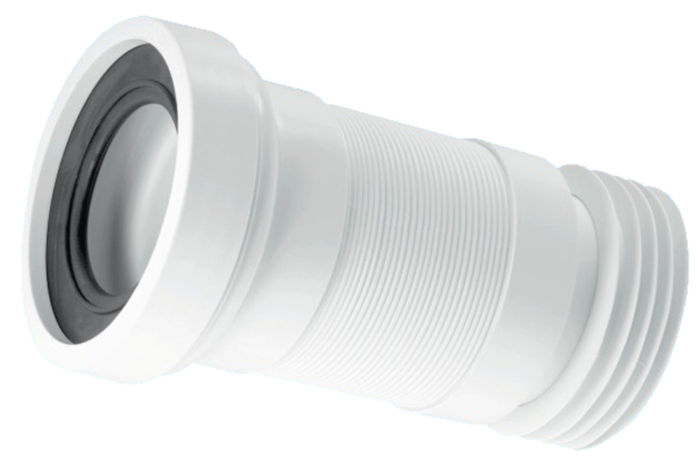 Труба растяжная для унитаза McAlpine с прокладкой L-180-230 мм полипропилен белый WC-F18R