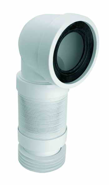 Коліно для унітазу McAlpine 90° труба розтяжна L-280-630 мм поліпропілен білий WC-CON8F