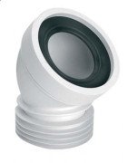 Коліно для унітазу McAlpine під кутом 45° з ущільнювачем L-160 мм поліпропілен білий WC-CON16
