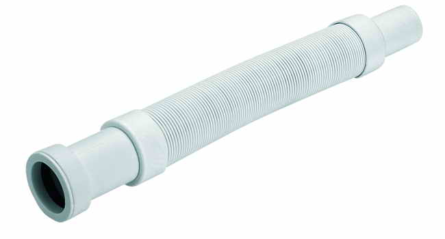 Труба розтяжна для раковини McAlpine 60 см 40х40 мм з прокладкою поліпропілен білий FLX401MP