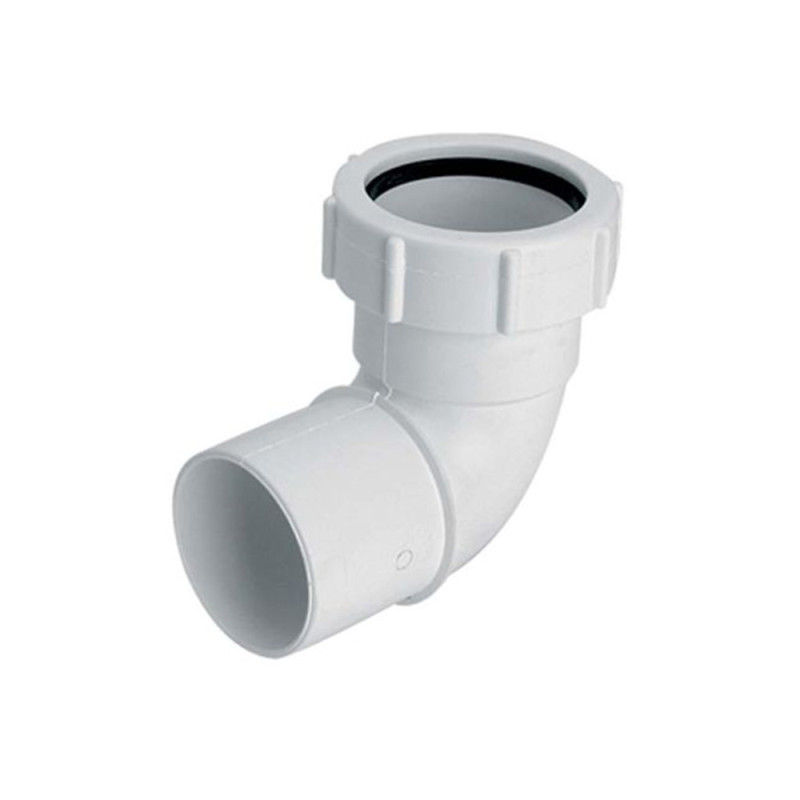 Колено McAlpine 90° с гайкой d40 мм полипропилен белый 40C-WH