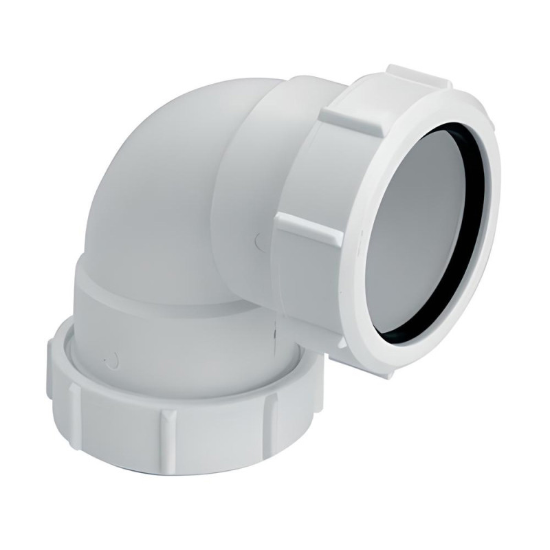 Колено McAlpine 90° с гайками 32х32 мм полипропилен белый 32A-WH