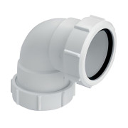 Колено McAlpine 90° с гайками 32х32 мм полипропилен белый 32A-WH