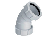 Коліно McAlpine 45° з гайками d32 мм поліпропілен білий 32B-WH