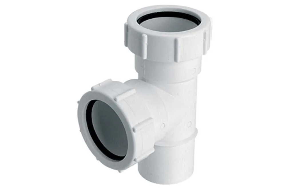 Трійник McAlpine з двома гайками та виходом d32 мм поліпропілен білий 32F-WH