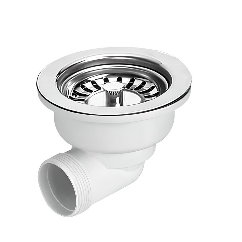 Слив для кухонной мойки McAlpine 113 мм х 1½ угол 90° хром HC162-SS