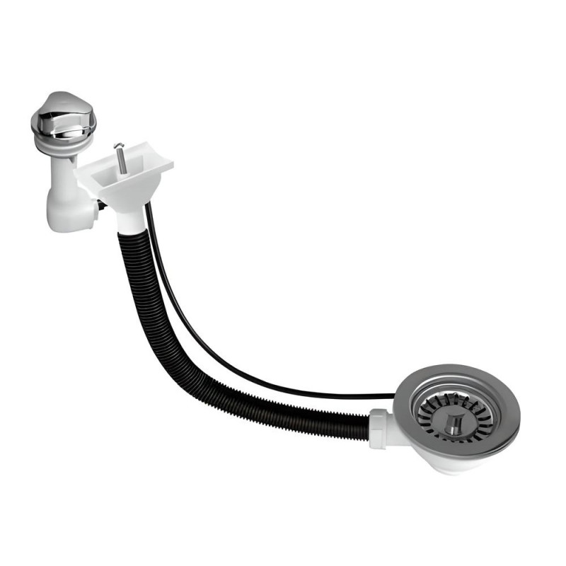 Злив-автомат для кухонного миття McAlpine з горизонтальним переливом хром PUFS113DR-CP