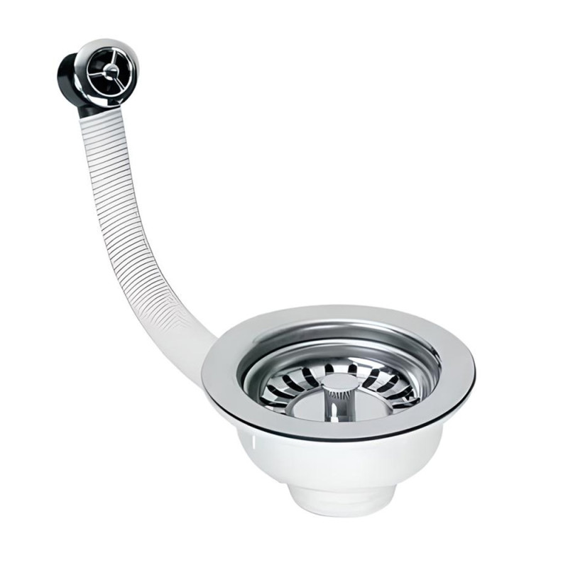 Слив для кухонной мойки McAlpine 113 мм х 1½ с круглым переливом хром FSW50PPOL25