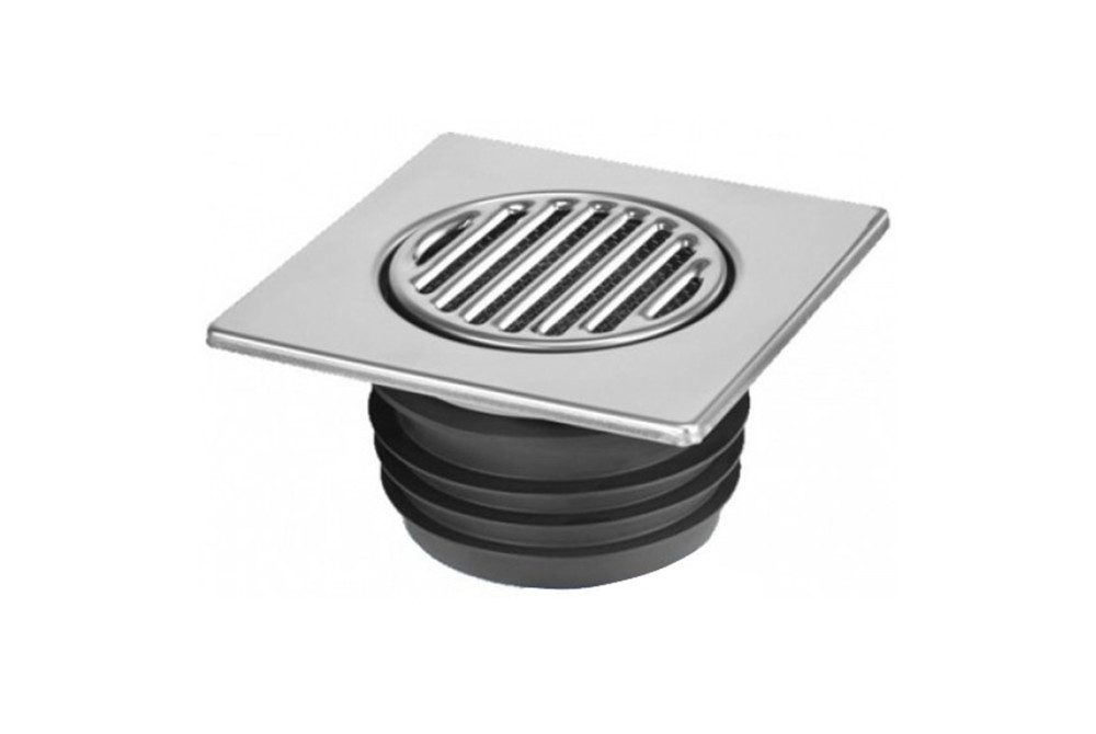 Решетка для душевого трапа McAlpine 150х150 мм с сухим затвором d110 мм нержавеющая сталь MRFGC3SNRV-110