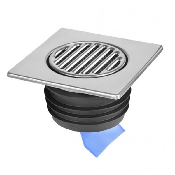 Решітка для душового трапу McAlpine 150х150 мм із силіконовою мембраною d110 мм нержавіюча сталь MRFGC3SSV-110