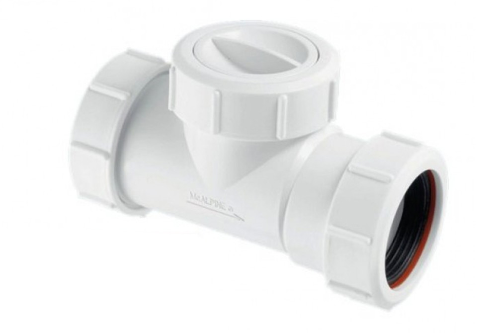 Подовжувач McAlpine із зворотним клапаном 40 мм поліпропілен білий T28M-NRV-40