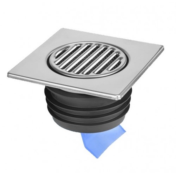 Решетка для душевого трапа McAlpine 150х150 мм с силиконовой мембраной d110 мм нержавеющая сталь MRFGC3SSV-110
