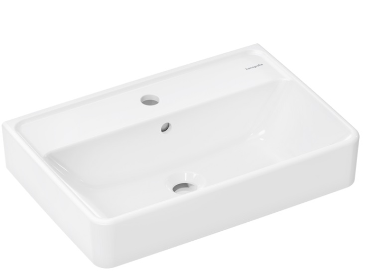 Раковина для ванной Hansgrohe Xanuia Q Compact 55х37 см c отверстием и переливом керамика белый 60209450