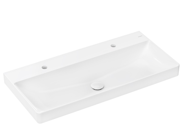 Раковина для ванної Hansgrohe Xelu Q 100х48 см з 2 отворами без переливу кераміка SmartClean білий 61037450