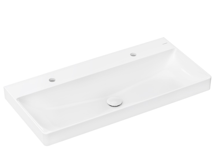 Раковина для ванної Hansgrohe Xelu Q 100х48 см з 2 отворами без переливу кераміка SmartClean білий 61040450