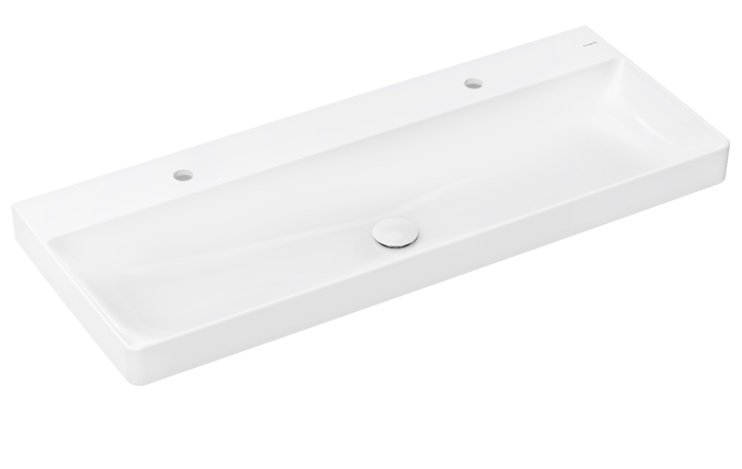 Раковина для ванної Hansgrohe Xelu Q 120х48 см з 2 отворами без переливу кераміка SmartClean білий 61042450