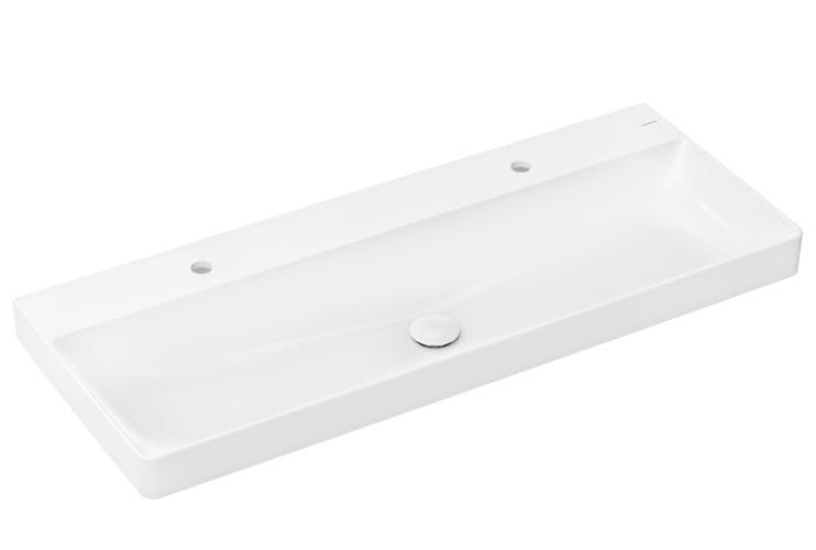 Раковина для ванной Hansgrohe Xelu Q 120х48 см c 2 отверстиями без перелива керамика SmartClean белый 61044450