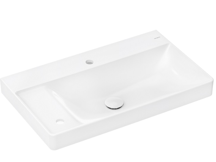 Раковина Hansgrohe Xelu Q 80х48 см полка слева c 2 отверстиями без перелива керамика SmartClean белый 61031450