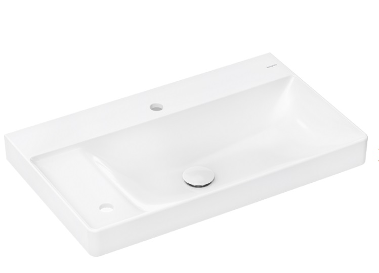 Раковина Hansgrohe Xelu Q 80х48 см полиця зліва з 2 отворами без переливу кераміка SmartClean білий 61034450