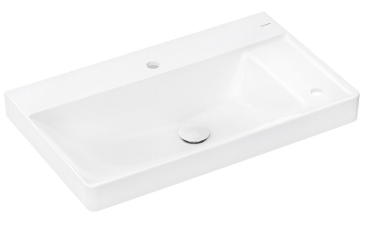 Раковина Hansgrohe Xelu Q 80х48 см полка справа c 2 отверстиями без перелива керамика SmartClean белый 61025450