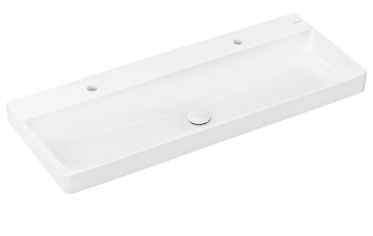 Раковина для ванной Hansgrohe Xelu Q 120х48 см c 2 отверстиями без перелива керамика SmartClean белый 61042450