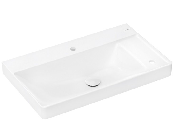 Раковина Hansgrohe Xelu Q 80х48 см полка справа c 2 отверстиями без перелива керамика SmartClean белый 61028450