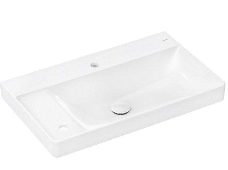 Раковина Hansgrohe Xelu Q 80х48 см полиця зліва з 2 отворами без переливу кераміка SmartClean білий 61031450