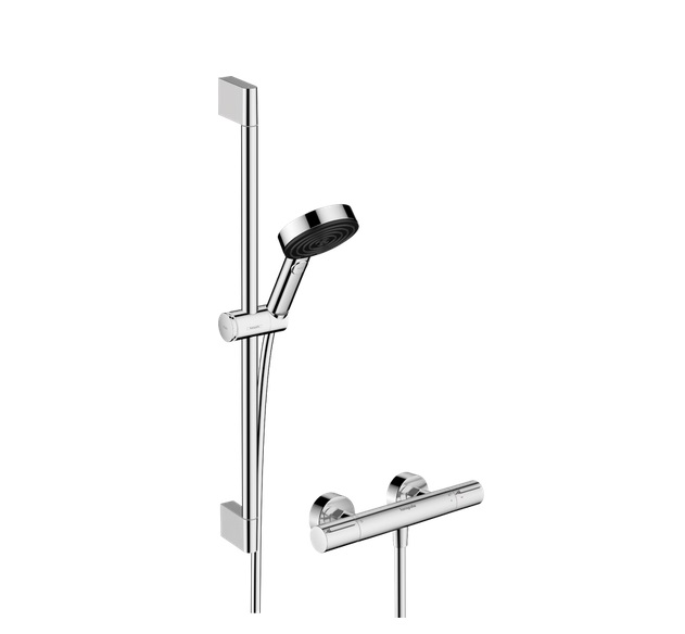 Термостат для душа Hansgrohe Ecostat Element с душевым набором Pulsify Select S EcoSmart хром 24272000