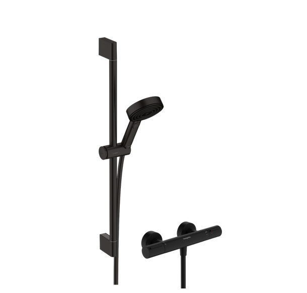 Термостат для душу Hansgrohe Ecostat Element із душовим набором Pulsify Select S EcoSmart чорний матовий 24272670