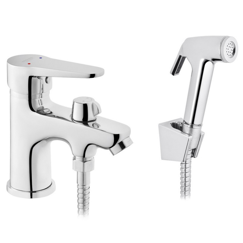 Змішувач для раковини Kroner KRM Elbe-C015 з гігієнічним душем хром CV023575