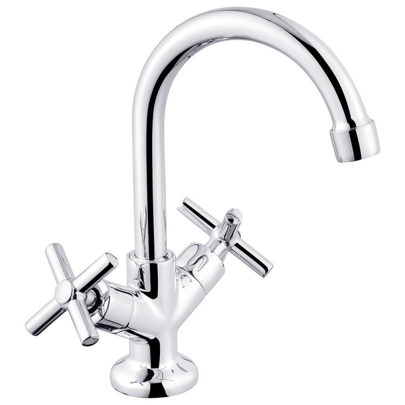 Смеситель для раковины Kroner KRM Aller-C010 двухвентильный хром CV012063