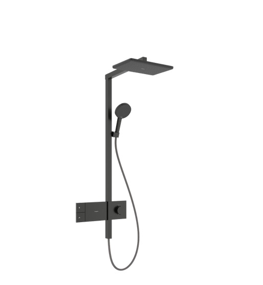 Душова стійка Hansgrohe Raindance Alive Q 34х21 см 1jet EcoSmart із термостатом чорний матовий хром 24581340
