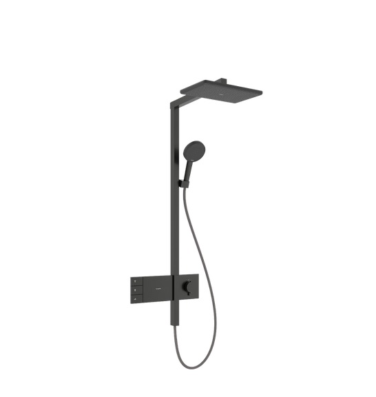 Душевая стойка Hansgrohe Raindance Alive Q 210/340 2jet с термостатом ShowerSelect Comfort черный матовый хром 24590340