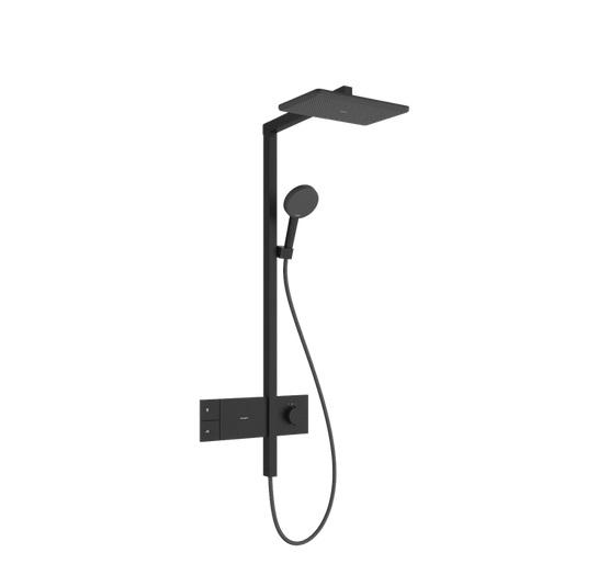 Душова стійка Hansgrohe Raindance Alive Q 34х21 см 1jet EcoSmart із термостатом чорний матовий 24581670
