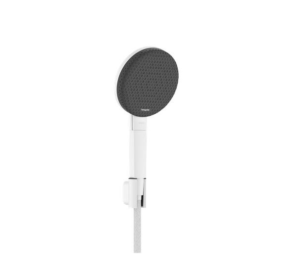 Ручний душ на тримачі Hansgrohe Raindance Alive Select S 3-режимний EcoSmart білий матовий 24611700