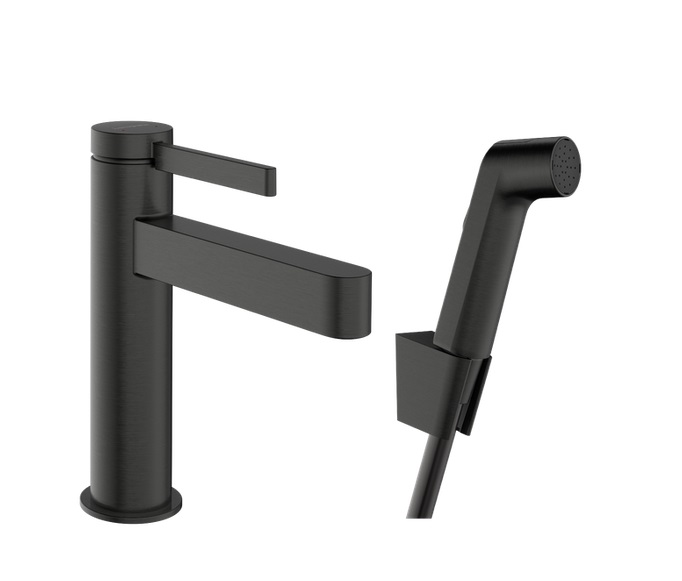 Смеситель для раковины Hansgrohe Finoris с гигиеническим душем черный матовый хром 76210340