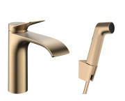 Змішувач для раковини Hansgrohe Vivenis із гігієнічним душем бронза матова 75210140