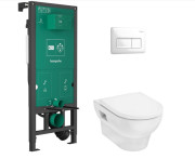 Унітаз підвісний Hansgrohe GladeLake S 36х54 см з прихованим бачком кнопкою та сидінням кераміка білий 60301450