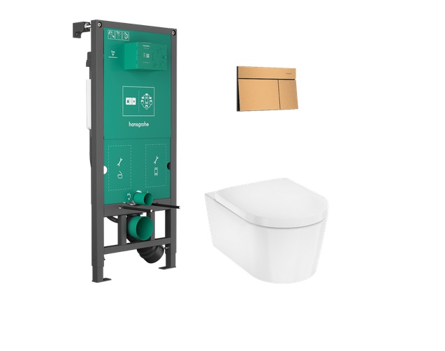 Унітаз підвісний Hansgrohe EluPura S 36х54 см із прихованим бачком кнопкою та сидінням кераміка білий 60303140