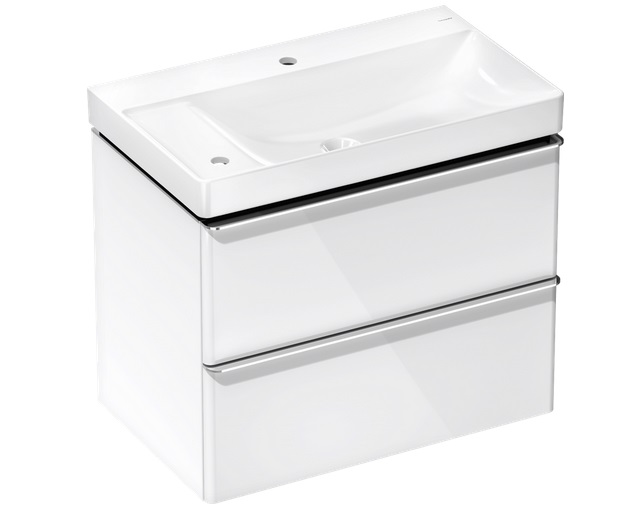 Тумба Hansgrohe Xelu Q с раковиной 80х48 см полка слева МДФ белый глянцевый 54377000