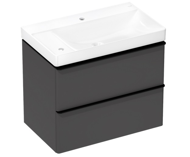 Тумба Hansgrohe Xelu Q с раковиной 80х48 см полка слева МДФ матовый серый 54378670