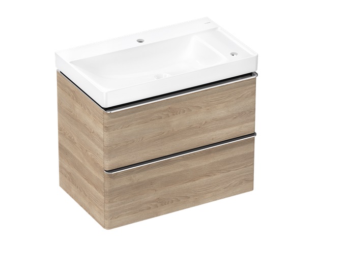 Тумба Hansgrohe Xelu Q с раковиной 80х48 см полка справа МДФ натуральный дуб 54382000