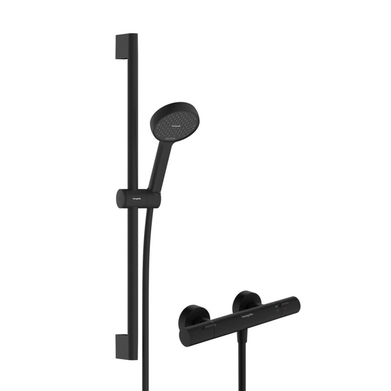 Термостат для душа Hansgrohe Ecostat Fine с душевым гарнитуром Activera Select S черный матовый 28876670