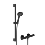 Термостат для душа Hansgrohe Ecostat Fine с душевым гарнитуром Activera Select S черный матовый 28876670