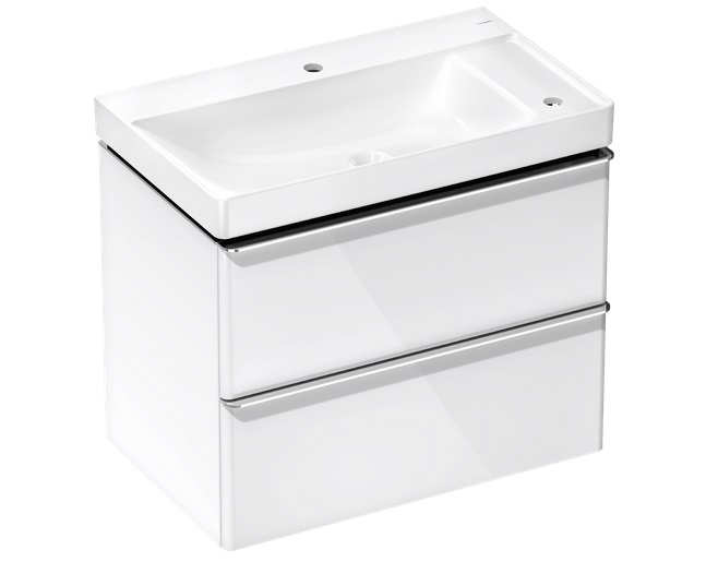 Тумба Hansgrohe Xelu Q с раковиной 80х48 см полка справа МДФ белый глянцевый 54380000