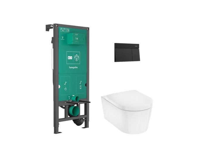 Унітаз підвісний Hansgrohe EluPura S 36х54 см із прихованим бачком кнопкою та сидінням кераміка білий 60303670