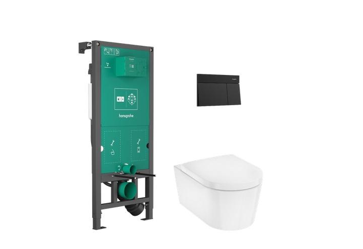 Унітаз підвісний Hansgrohe EluPura S 36х54 см із прихованим бачком кнопкою та сидінням кераміка білий 60303670
